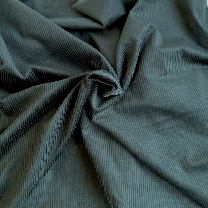 Velours à côtes coton organique coloris vert sapin  - 1