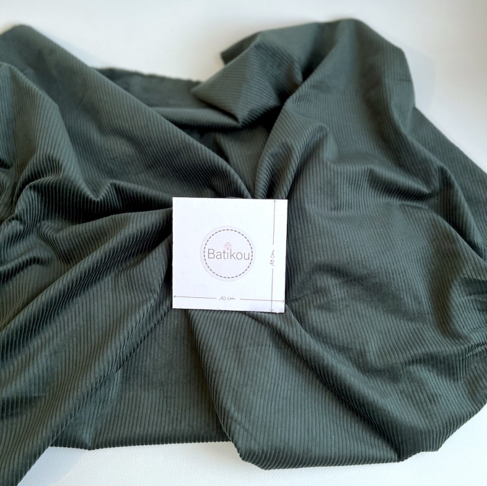 Velours à côtes coton organique coloris vert sapin  - 4