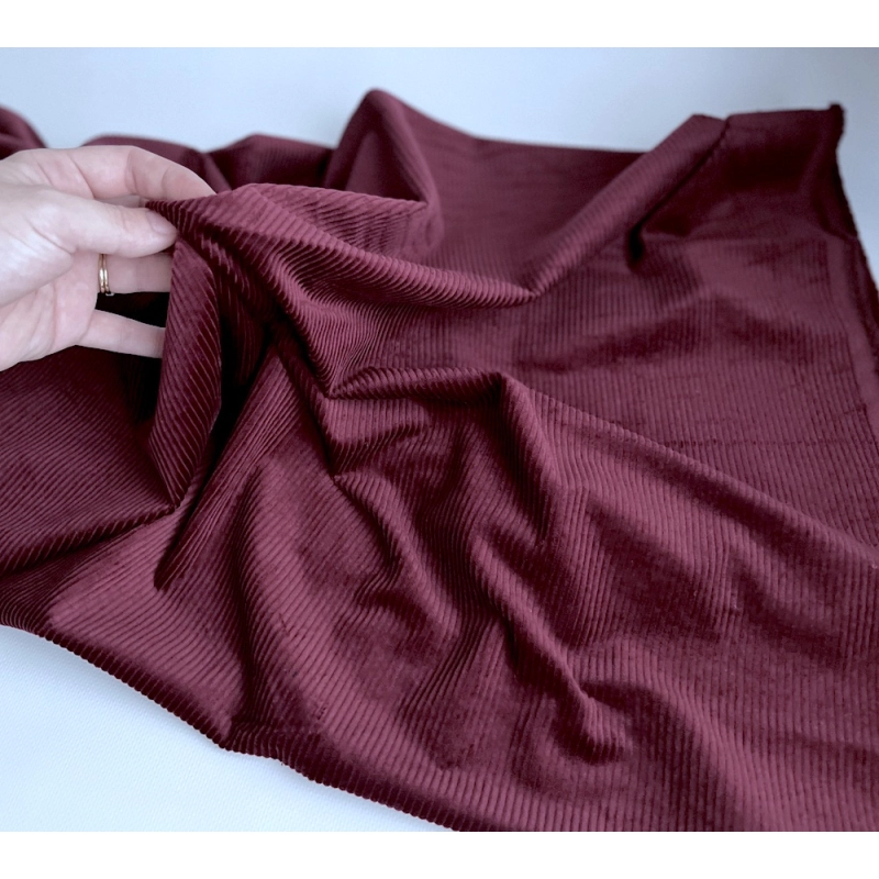 Velours à côtes coton organique coloris bordeau  - 3