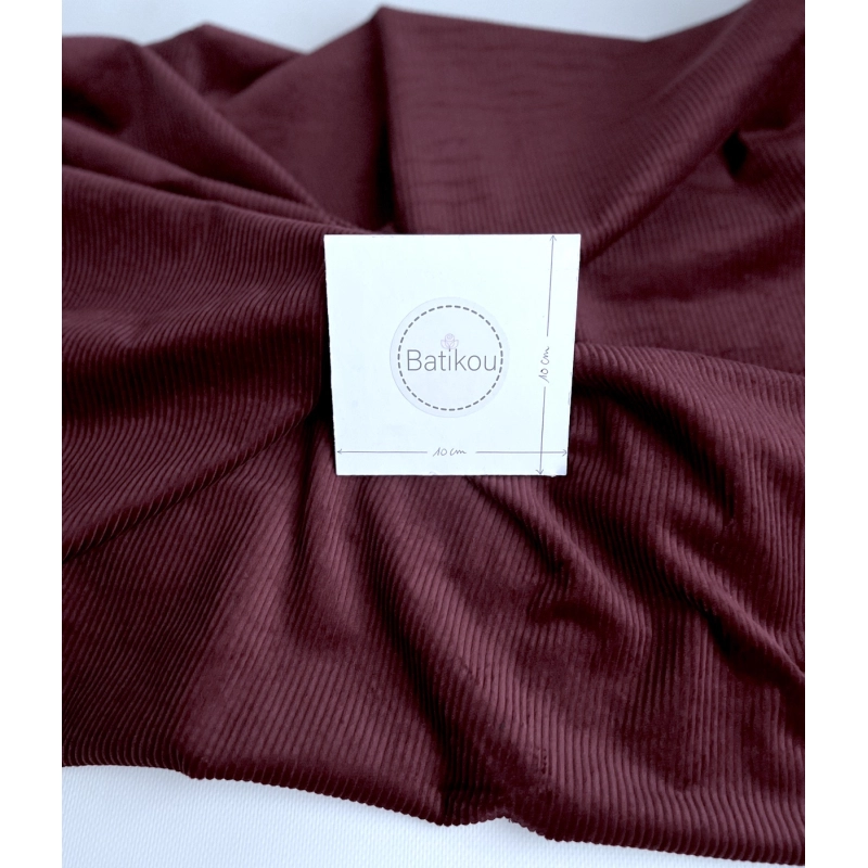 Velours à côtes coton organique coloris bordeau  - 4