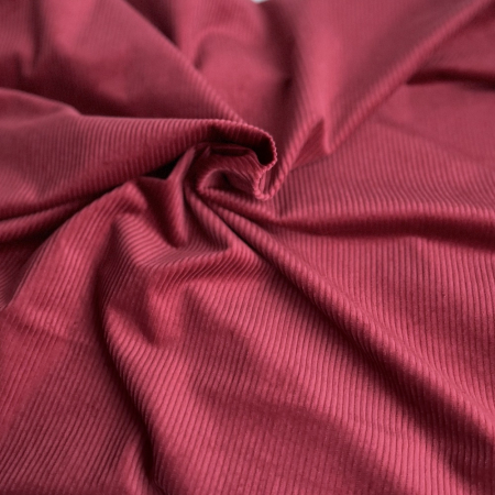 Velours à côtes coton organique coloris rouge cerise  - 1 Velours à côtes coton organique coloris rouge cerise  - 1