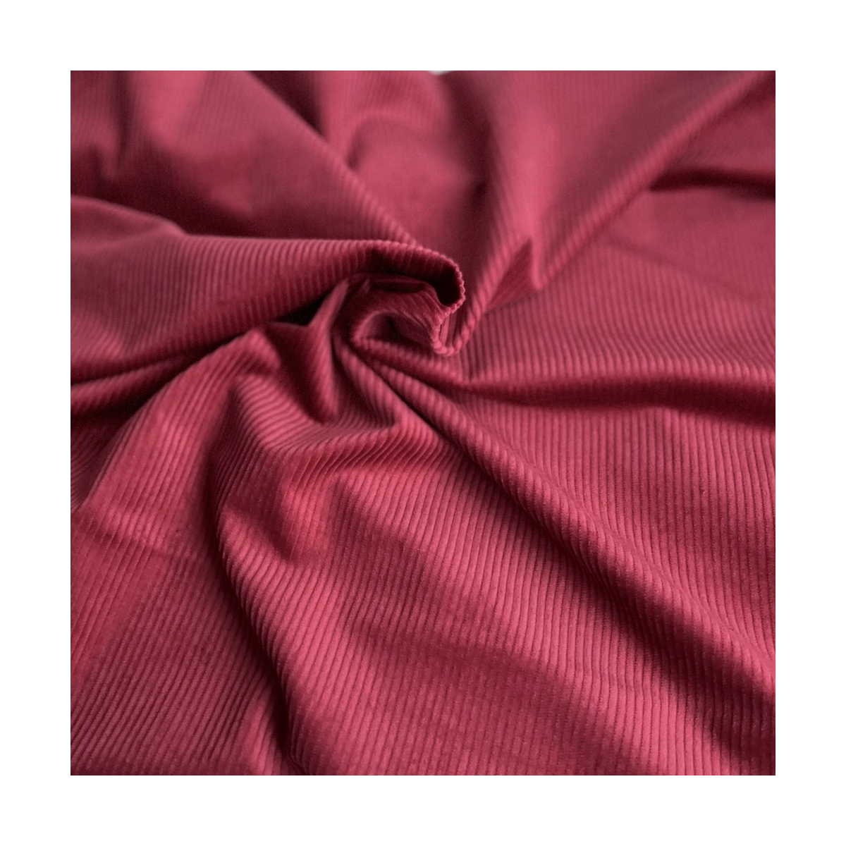 Velours à côtes coton organique coloris rouge cerise  - 1 Velours à côtes coton organique coloris rouge cerise  - 1