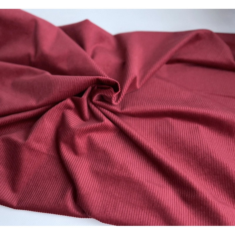 Velours à côtes coton organique coloris rouge cerise  - 5