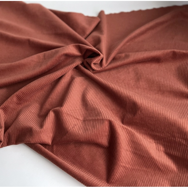 Velours à côtes coton organique coloris roux écureuil  - 4