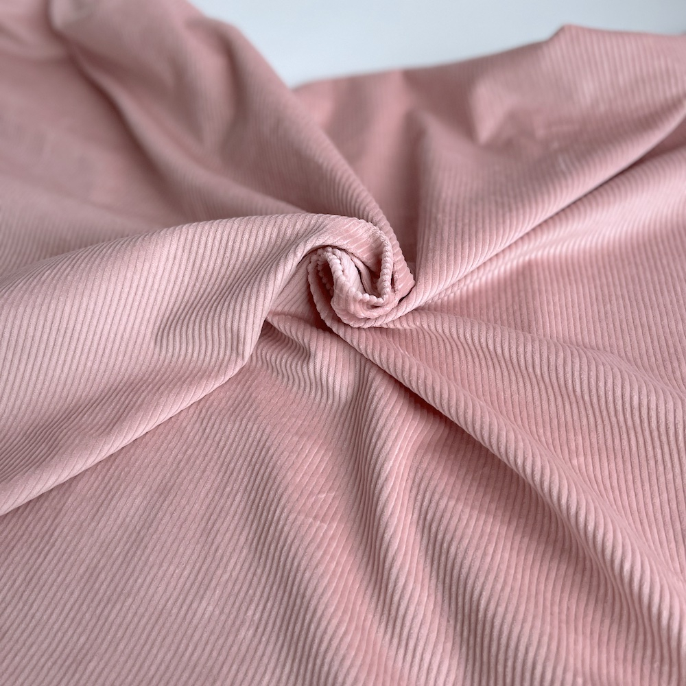 Velours à côtes coton organique coloris rose doux  - 1