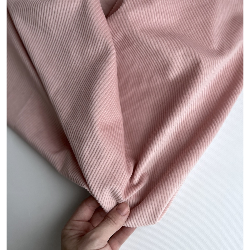 Velours à côtes coton organique coloris rose doux  - 2