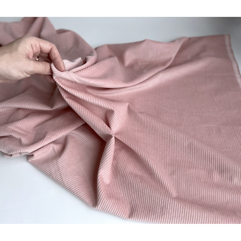 Velours à côtes coton organique coloris rose doux  - 3