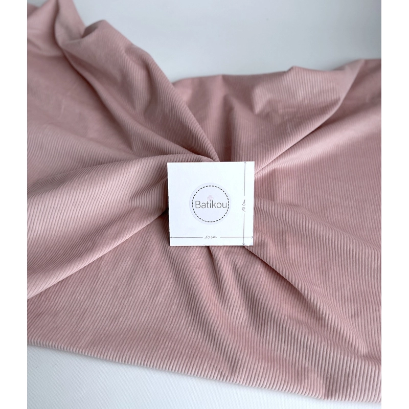 Velours à côtes coton organique coloris rose doux  - 4