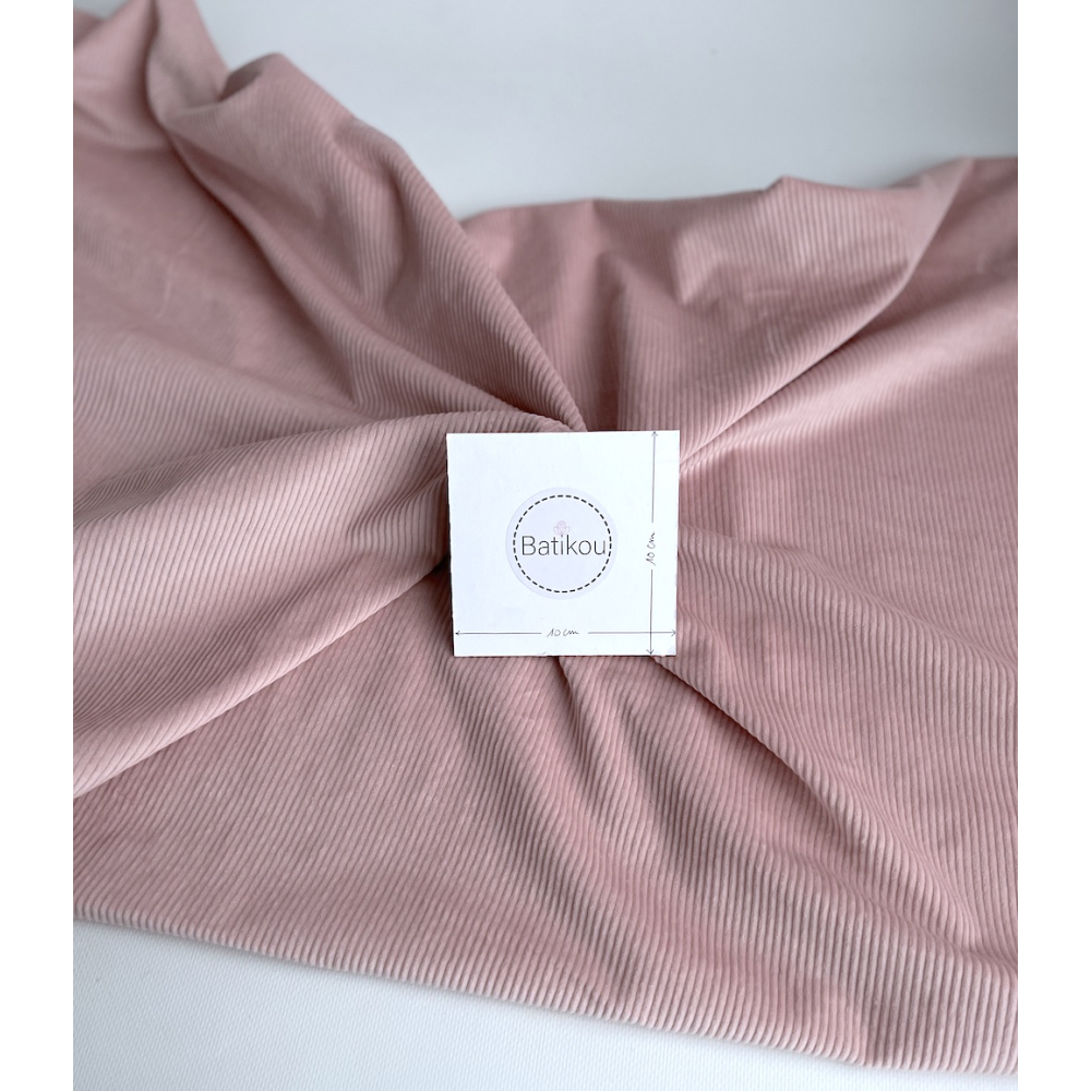 Velours à côtes coton organique coloris rose doux  - 4