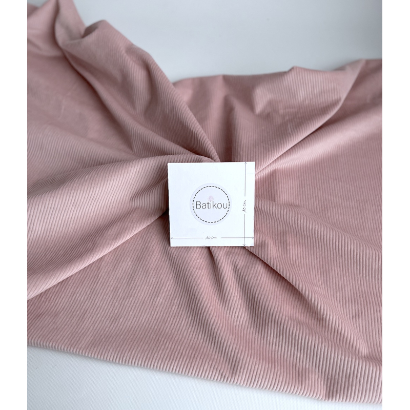 Velours à côtes coton organique coloris rose doux  - 4