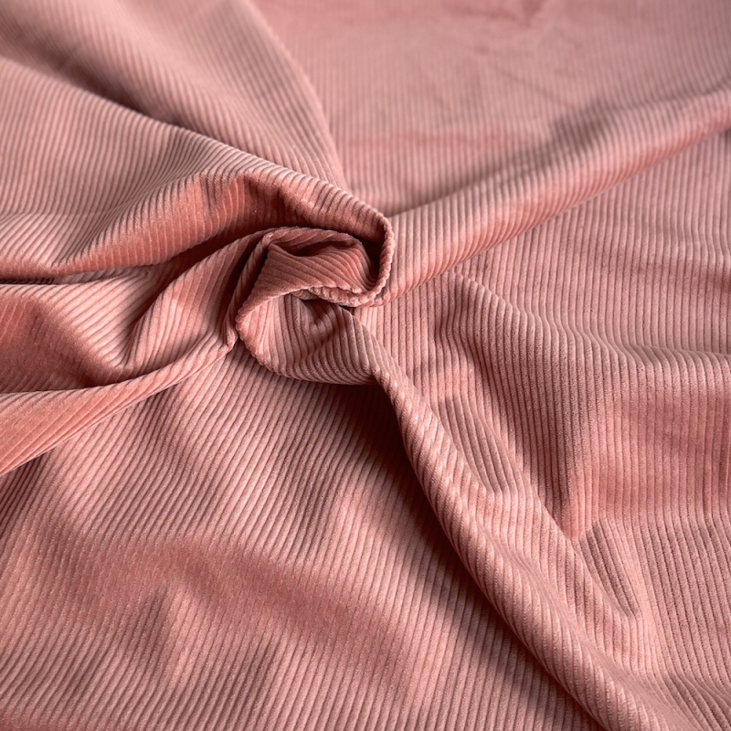 Velours à côtes coton organique coloris argile rose
