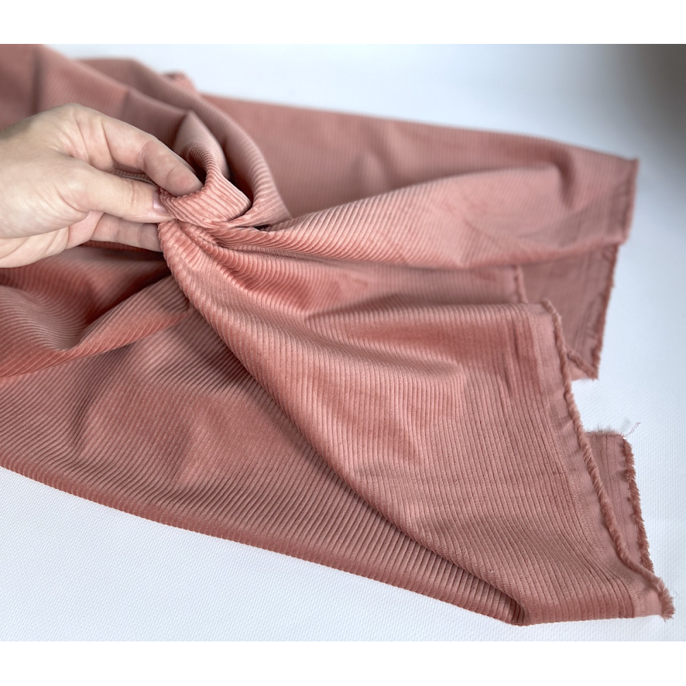 Velours à côtes coton organique coloris argile rose  - 3
