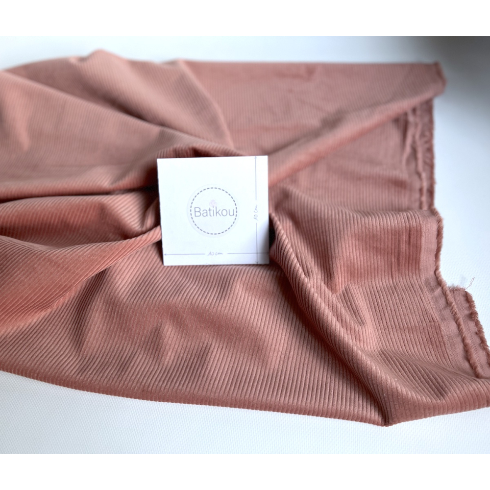 Velours à côtes coton organique coloris argile rose  - 4