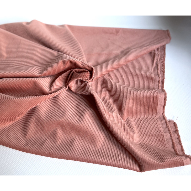 Velours à côtes coton organique coloris argile rose  - 5