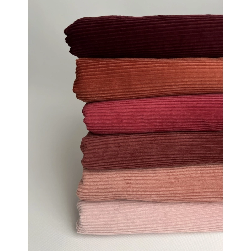 Velours à côtes coton organique coloris argile rose  - 7