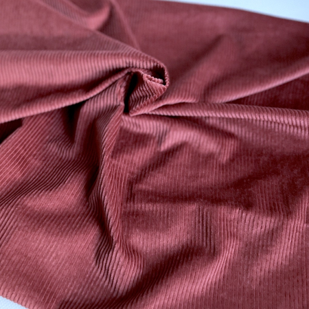 Velours à côtes coton organique coloris marsala rose  - 1 Velours à côtes coton organique coloris marsala rose  - 1