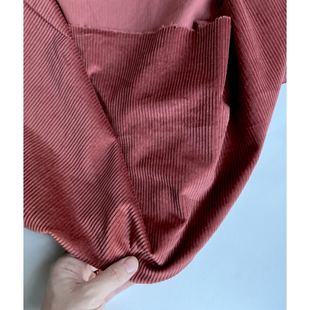 Velours à côtes coton organique coloris marsala rose  - 2 Velours à côtes coton organique coloris marsala rose  - 2