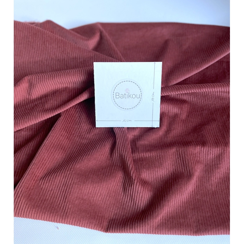 Velours à côtes coton organique coloris marsala rose  - 3