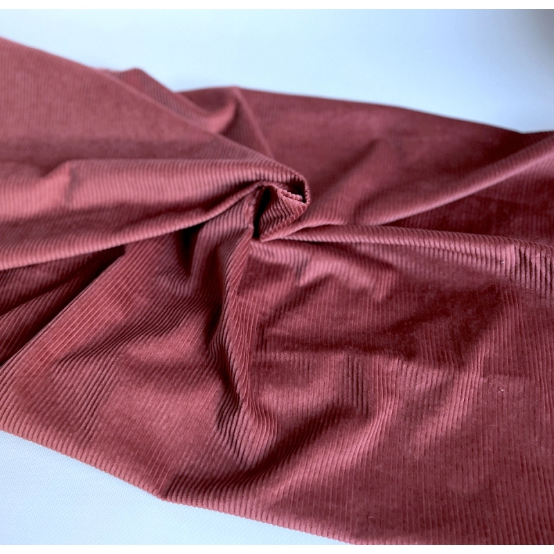 Velours à côtes coton organique coloris marsala rose  - 4