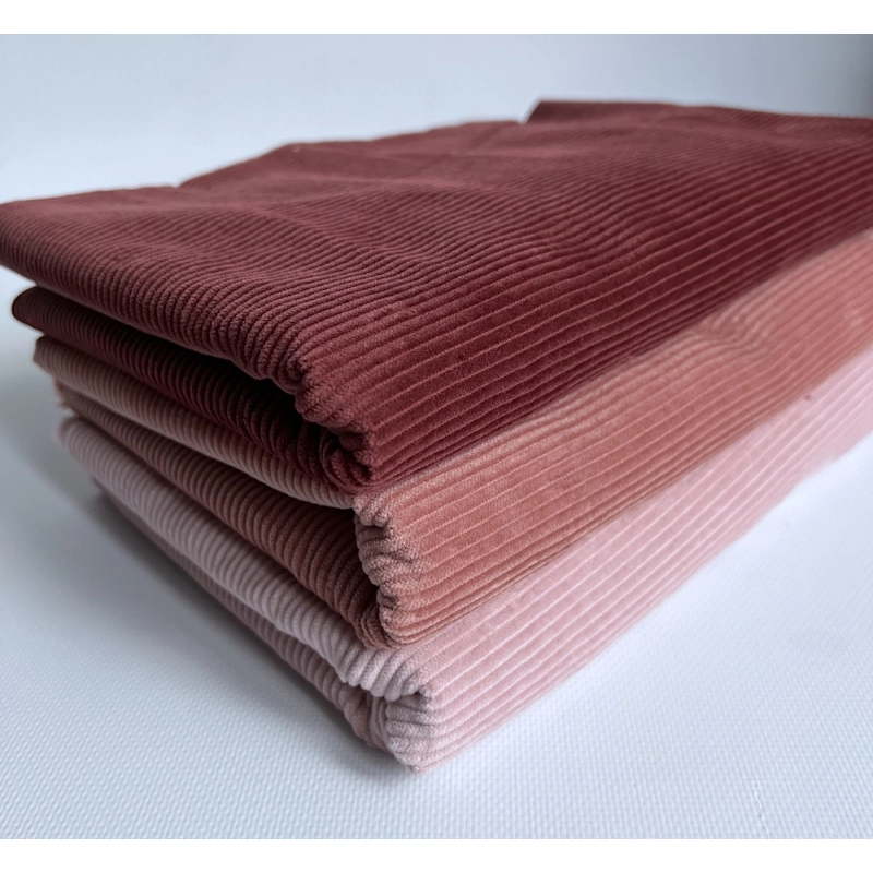 Velours à côtes coton organique coloris marsala rose  - 5