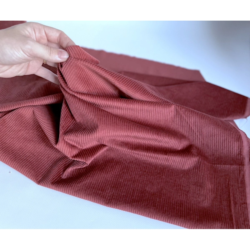 Velours à côtes coton organique coloris marsala rose  - 6