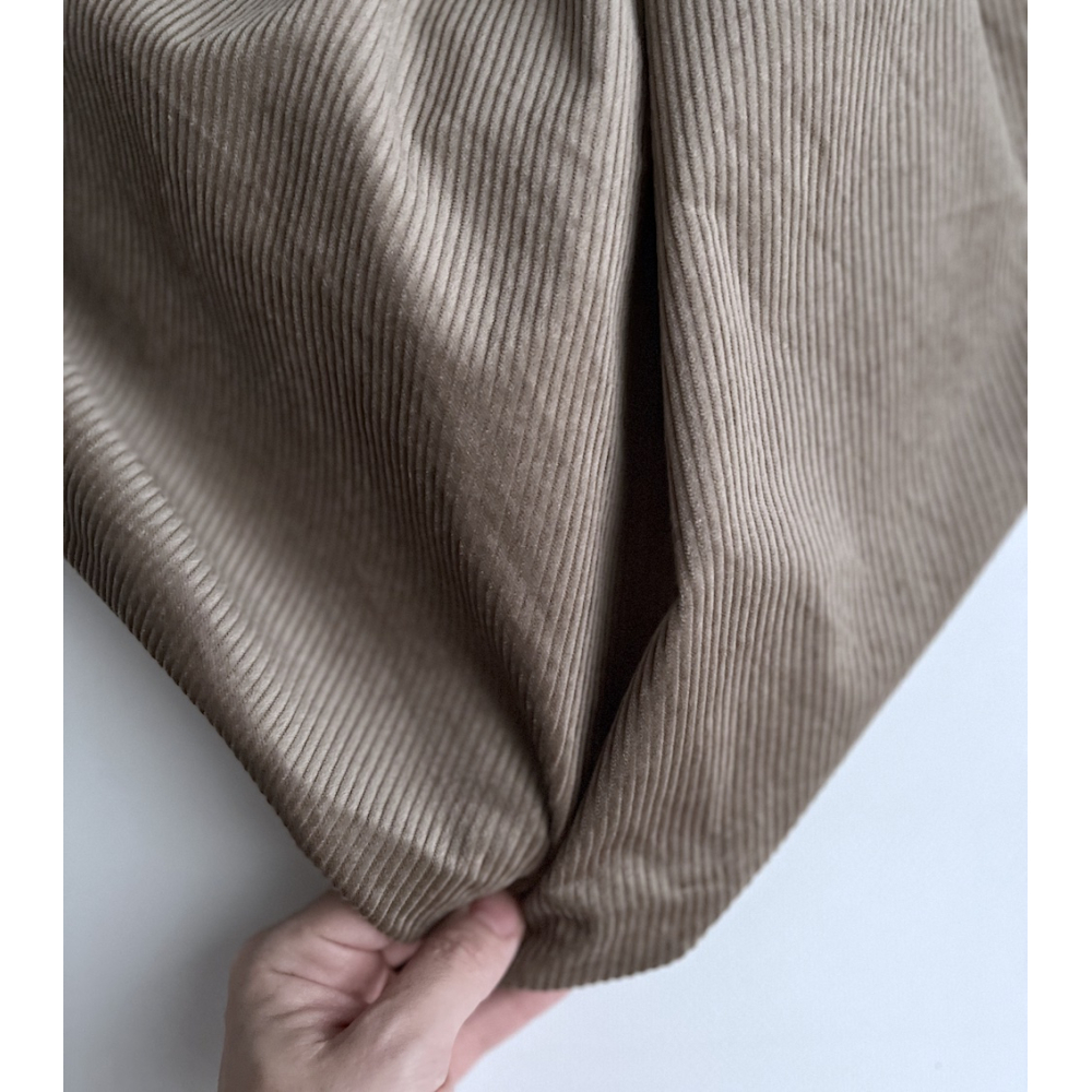 Velours à côtes coton organique coloris taupe  - 2