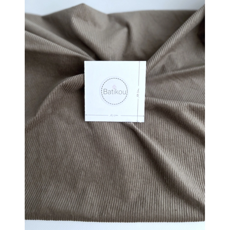 Velours à côtes coton organique coloris taupe  - 4