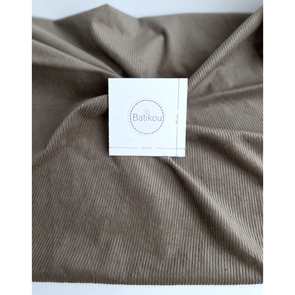 Velours à côtes coton organique coloris taupe  - 4