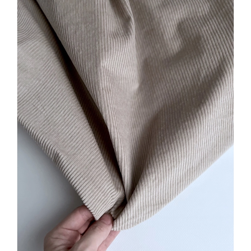 Velours à côtes coton organique coloris beige  - 2