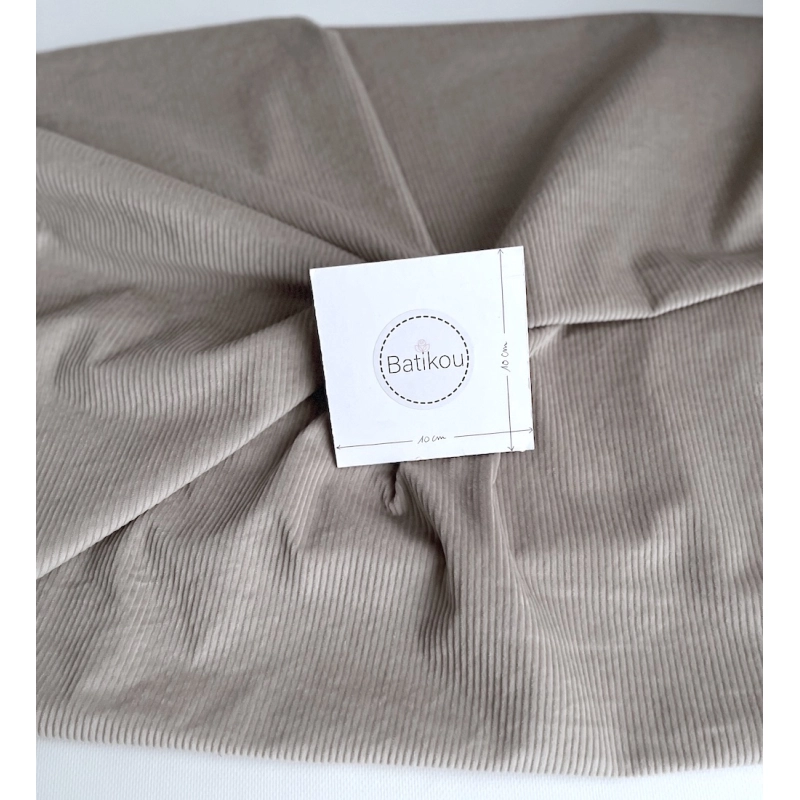 Velours à côtes coton organique coloris beige  - 3