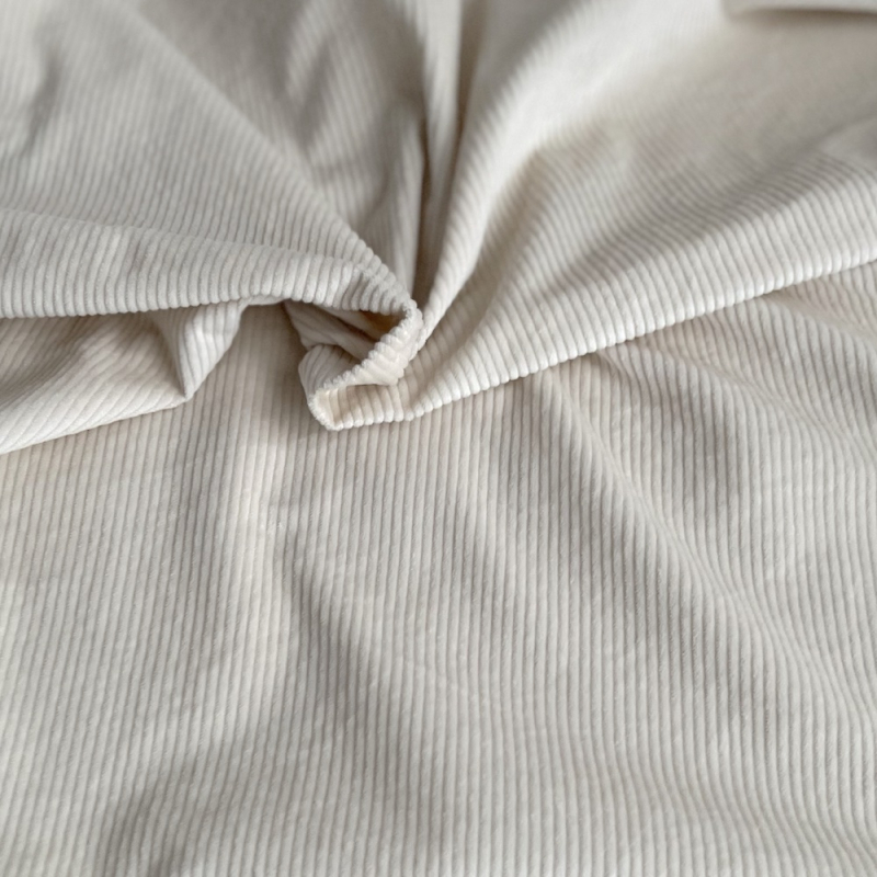 Velours à côtes coton organique coloris crème  - 1