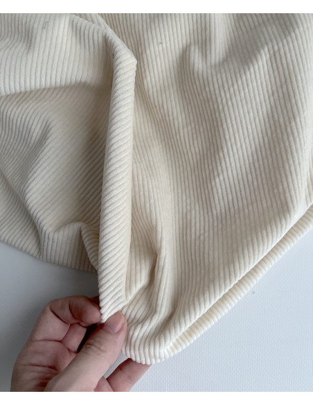 Velours à côtes coton organique coloris crème  - 2