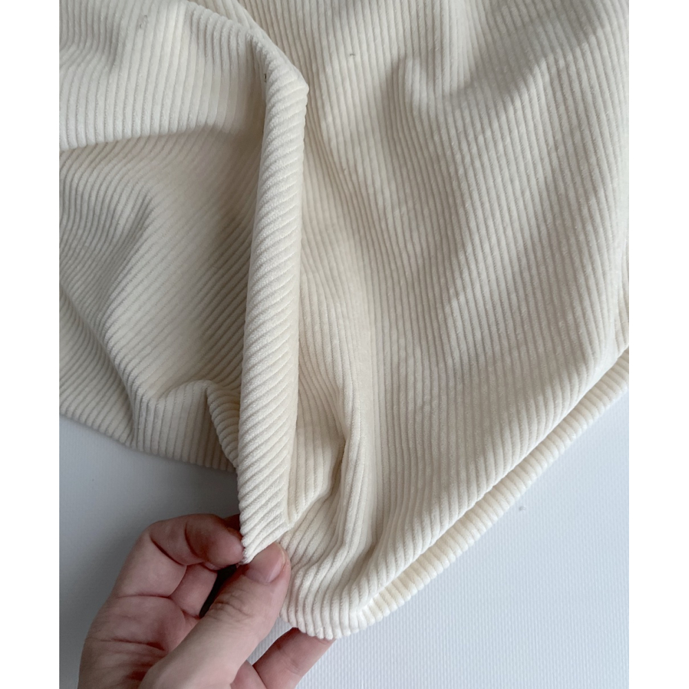 Velours à côtes coton organique coloris crème  - 2