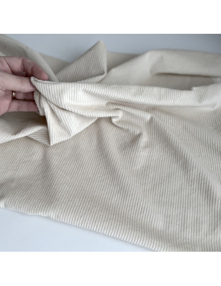 Velours à côtes coton organique coloris crème  - 3