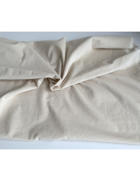 Velours à côtes coton organique coloris crème  - 5