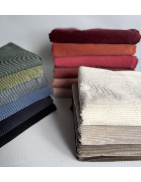 Velours à côtes coton organique coloris crème  - 7