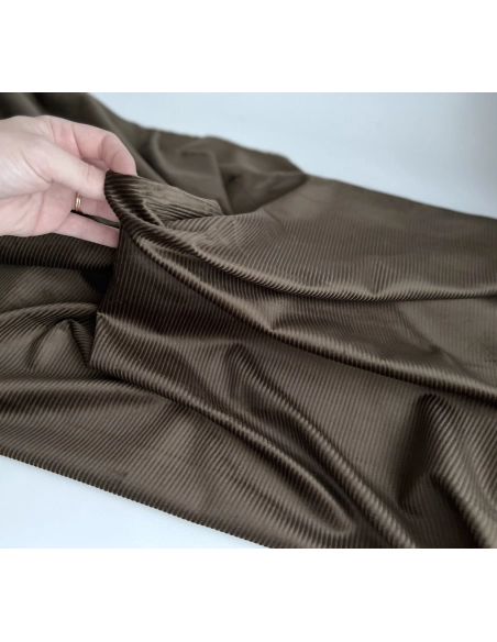 Velours à côtes coton organique coloris bronze  - 2