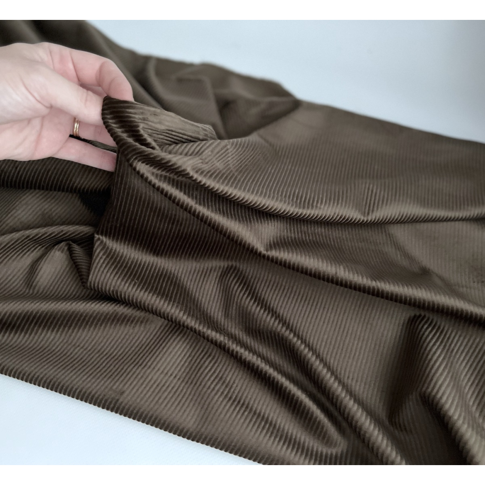 Velours à côtes coton organique coloris bronze  - 2