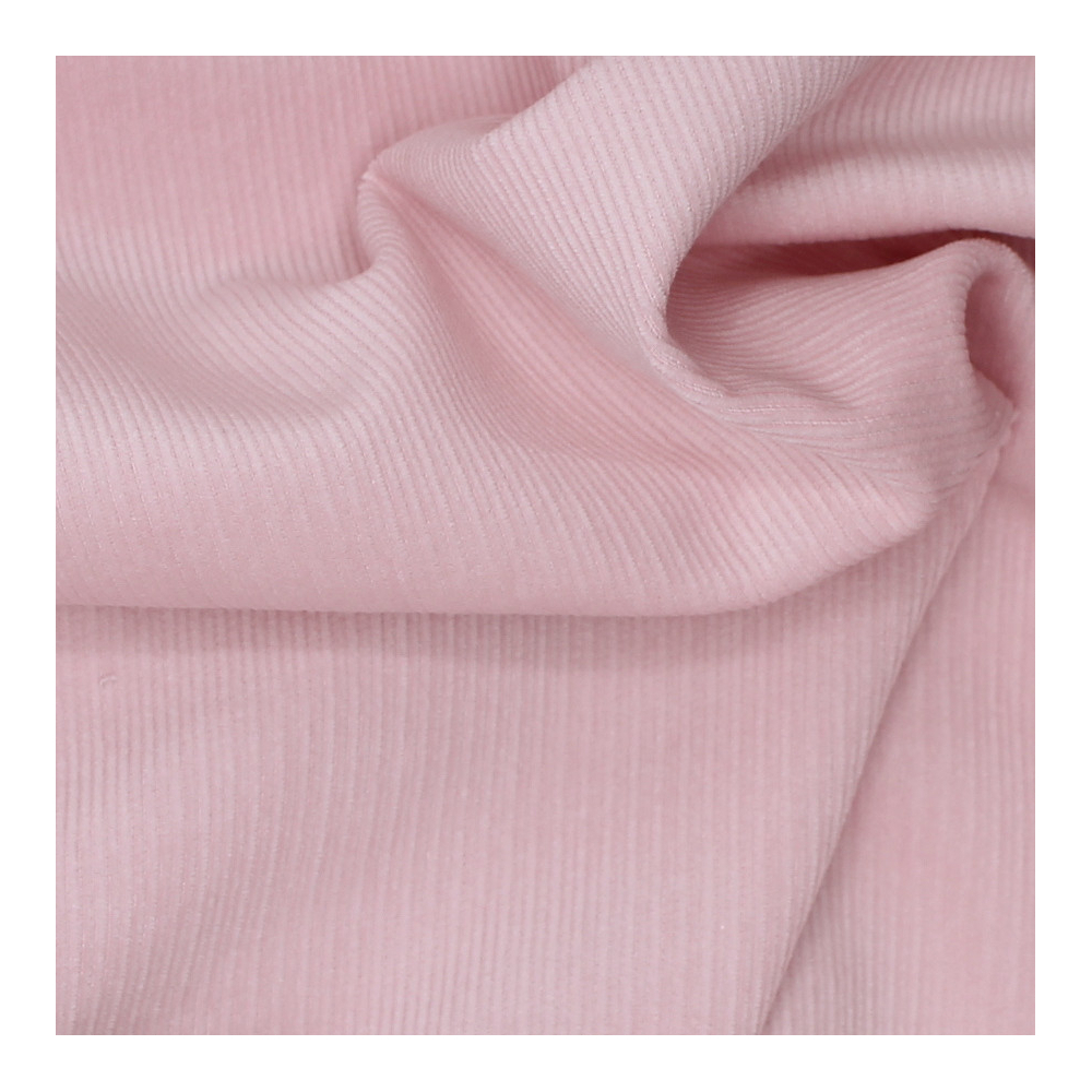 Velours milleraies coton organique coloris rose clair  - 1