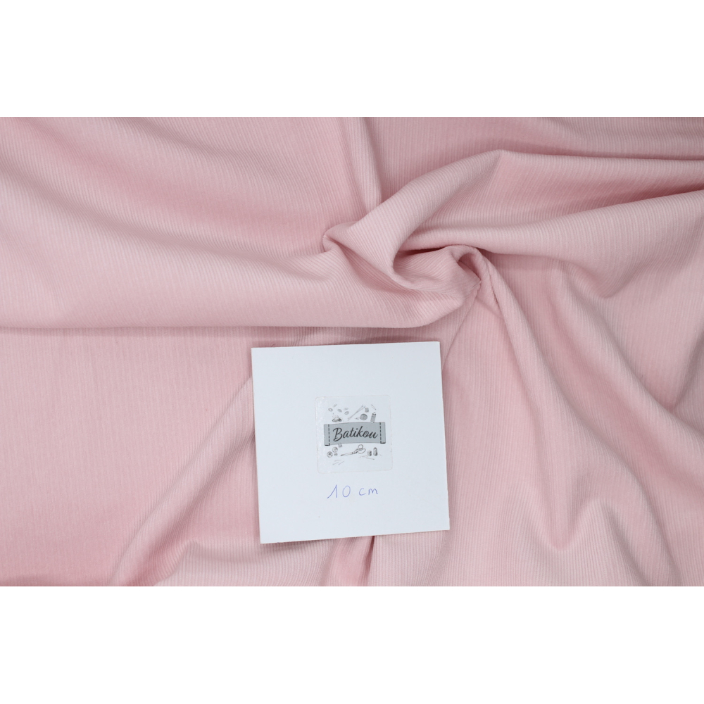 Velours milleraies coton organique coloris rose clair  - 2