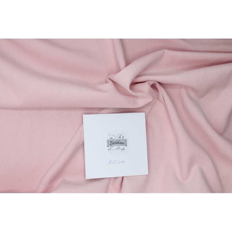Velours milleraies coton organique coloris rose clair  - 2