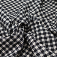Seersucker / Coton gaufré vichy moyen 6mm noir écru