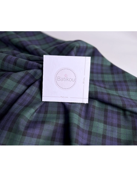 John - Tissu sergé de coton organique tartan Batikou - 3