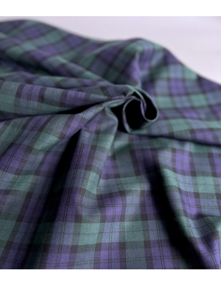 John - Tissu sergé de coton organique tartan Batikou - 4