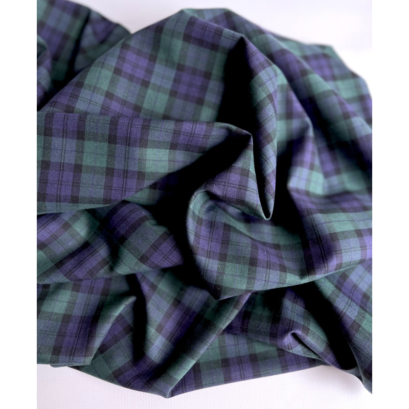 John - Tissu sergé de coton organique tartan Batikou - 6