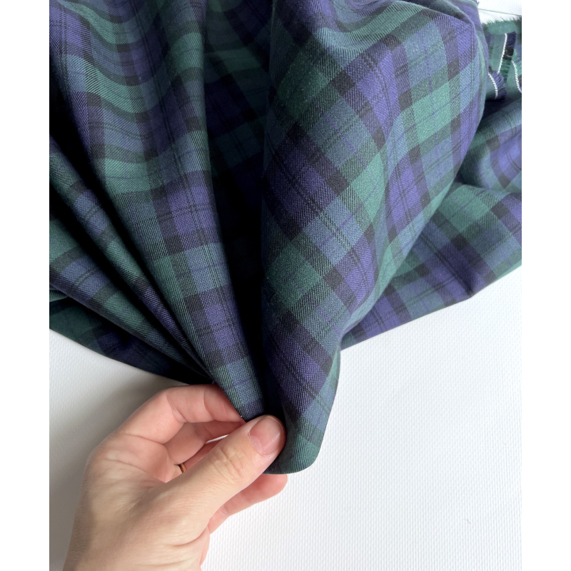 John - Tissu sergé de coton organique tartan Batikou - 8