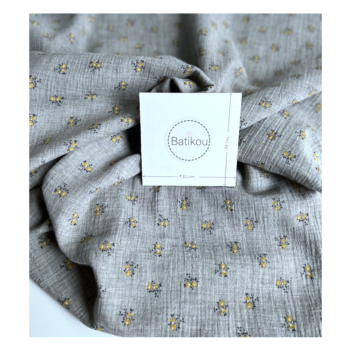 IDA - Double gaze de coton BIO chiné coloris gris fleuri Tissus issus de l'agriculture biologique  - 4 IDA - Double gaze de coton BIO chiné coloris gris fleuri Tissus issus de l'agriculture biologique  - 4