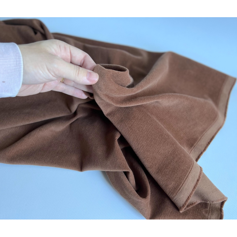 Velours milleraies coton organique coloris Noisette  - 2