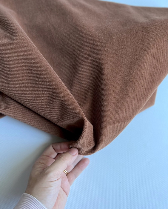 Velours milleraies coton organique coloris Noisette  - 3