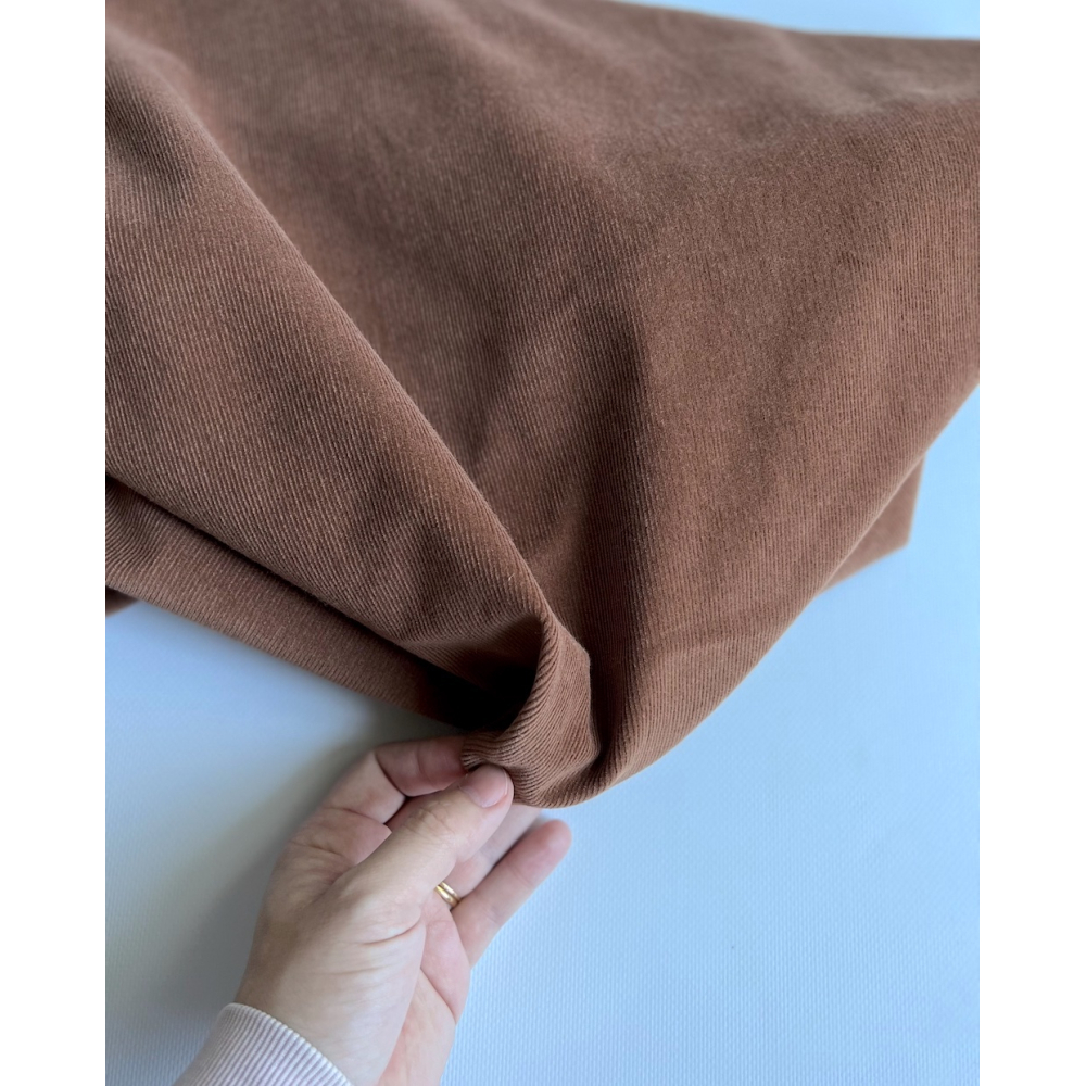 Velours milleraies coton organique coloris Noisette  - 3